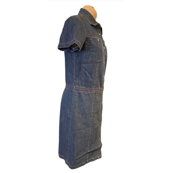 Tommy Hilfiger Women’s Denim Dress Sz. 12 Snap Button Front Short Sleeve - Picture 7 of 11